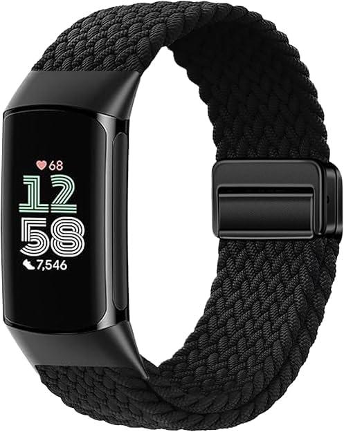 Rakuten - [DQQCQQ] マグネット式編みバンド Fitbit Charge 6/Fitbit Charge 5対応 レディース メンズ 調節可能 通気性 交換用ベルト ナイロンループ リストバンド スポーツストラップ