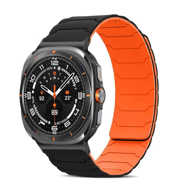 CiimWaa バンド for Samsung Galaxy Watch Ultra 47mm 2025/Ultra 47mm 2024 用 シリコン 時計バンド 強力な磁気 スマートウォッチ交換 マグネット 無段階調整 時計ベルト 超薄型 男女兼用 快