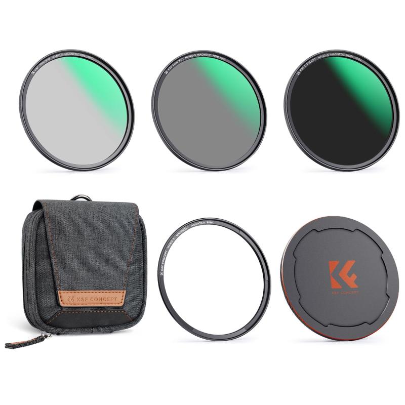 Rakuten - K&F CONCEPT 52mm 磁気アダプターリング+CPL+ND8+ND64+マグネットレンズキャップ 5点セット NDフィルター PLフィルター 磁気吸着 装着便利 フィルターケース付属 両面28層ナノコーティング 撥水防