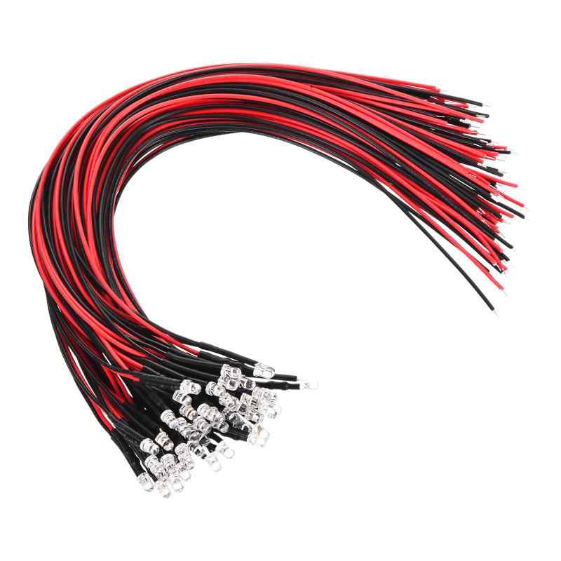 Rakuten - PATIKIL 40個 発光ダイオード 配線付き 3 mm LEDダイオードライト 9-12V 砲弾型 小型 電球 高輝度 遠近モデル用 発光ランプ パワーLEDラインライト RC DIY インジケータ 照明用 温白色光