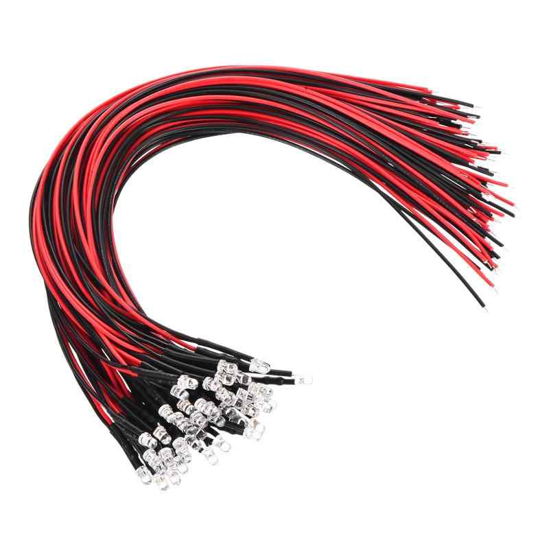 PATIKIL 発光ダイオード 配線付き 3 mm LEDダイオードライト 50個 9-12V小型 砲弾型 LEDライト 電球 発光ランプ RC DIY インジケータ 照明用 オレンジライト