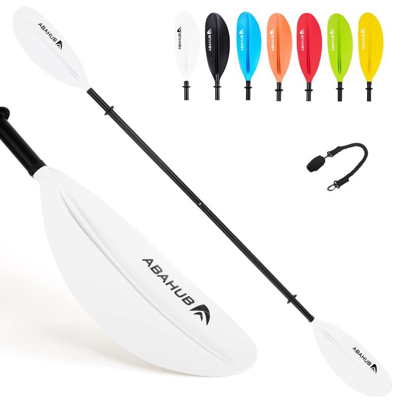 樂天商城 - Abahub カヤックパドル ローイング用 230CM カヤックパドル パドルリーシュ付き アルミニウム合金 ホワイト シャフト プラスチック ブレード