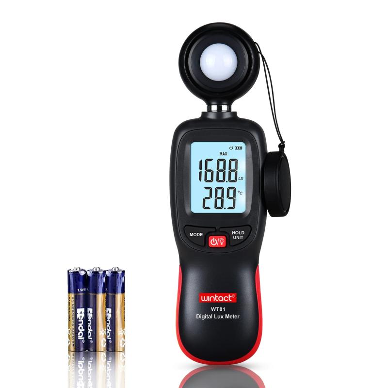 Wintact デジタル照度計 光度計 ルクスメーター 、ルーメン200,000 Lux、周囲温度測定器、屋外 環境 植物 家庭用