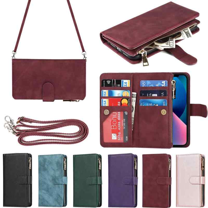 樂天商城 - Eastwave for アイフォン14 と互換性のある ケース for iPhone 14 と互換性のある 縄掛け 手帳型 財布型 6色 レッド