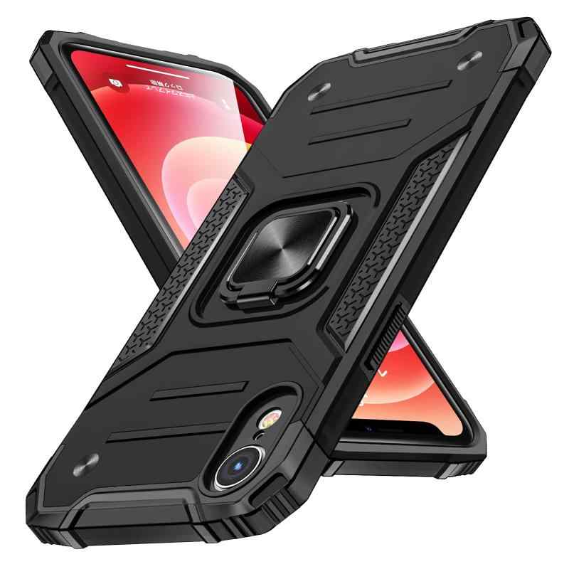 Rakuten - WACJOSD 対応 iphone xr 用の ケースリング 耐衝撃 xr用 カバー 衝撃吸収 米軍MIL規格取得 TPU+PC 薄型 軽量リングつきレンズ保護 指紋防止 車載ホルダー対応 スタンド機能 防塵 落下防止 擦り傷防止