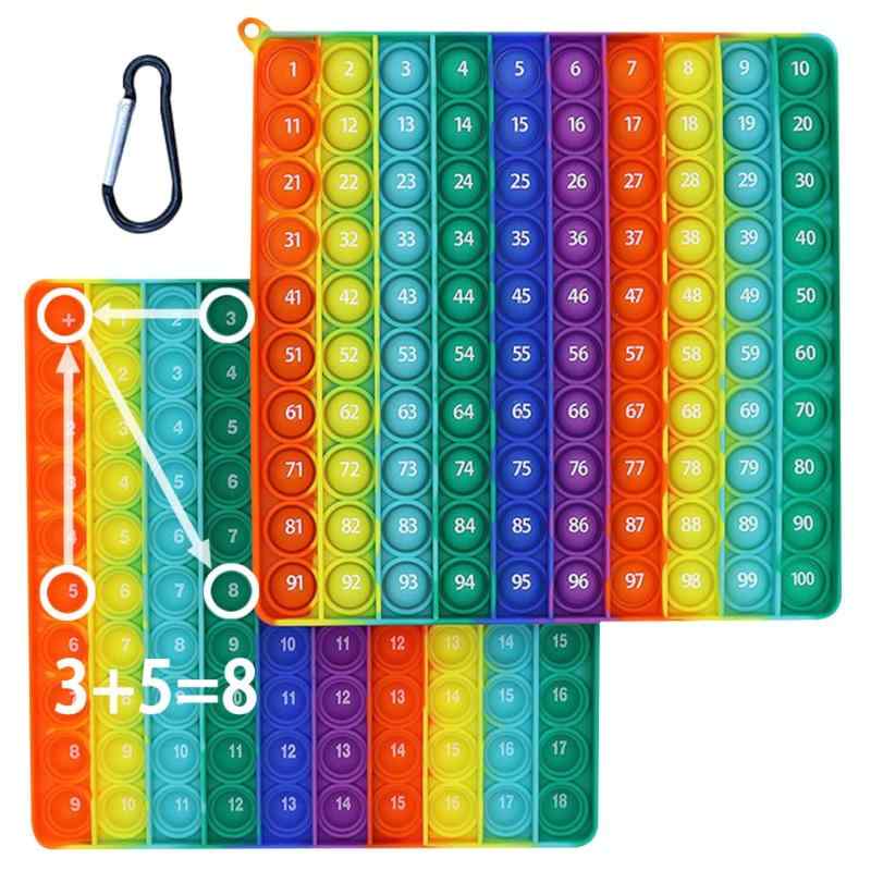 スクイーズ玩具 (数字1～100 たしざん　両面印刷)プッシュポップ 知育おもちゃ 学習玩具 ボードゲーム プッシュポップバブル ストレス解消グッズ 減圧おもちゃ 洗える可能 子供大人兼用 誕 root-house-10161875 RoothouseStore パッケージ画像