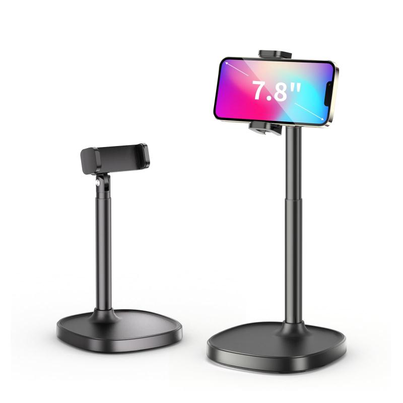 GMETAL デスクトップ電話スタンド、調節可能な高さと角度ホルダー、iPhone、Samsung、Androidスマートフォンに対応 - ナイトブラック