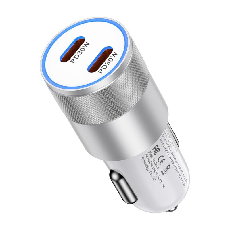 HUHUTa シガーソケット USB-C*2 合計60W PD対応 カーチャージャー 高出力 車 充電器