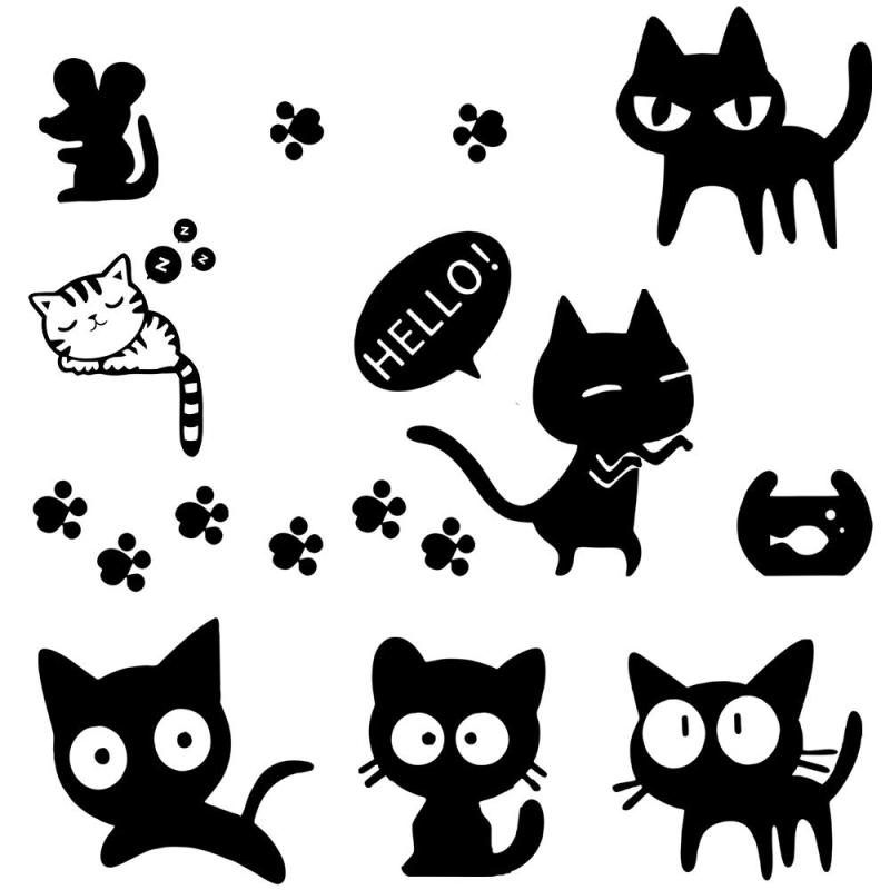 Rakuten - 1797 車用 ステッカー 猫 ねこ かわいい おもしろ 面白い 動物 肉球 防水ステッカー カーステッカー ベッドルーム スーツケース PC 汎用 車ドア 窓 ウォールステッカー 壁シール 装飾 デカール