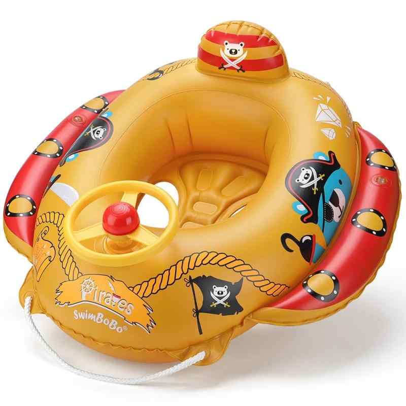 Rakuten - ベビー浮き輪 かわいいボート 赤ちゃん用 足入れ浮き輪 足入れタイプ ベビーフロート 夏の日 海 プール 水遊び 1-4歳の子供適用 キッズ ハンドポンプ付き (オレンジ)