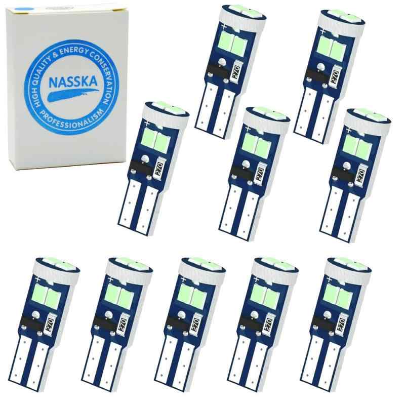 NASSKA T5 74 73 2723 2721 W3W LED バルブ ゲージ ダッシュボードライト 12V車用 高輝度 無極性 SMD2016チップ 6連搭載/1バルブ，メーター球 パネル球 エアコン球 ウェッジ球，ダッシュボード 汎用，10個