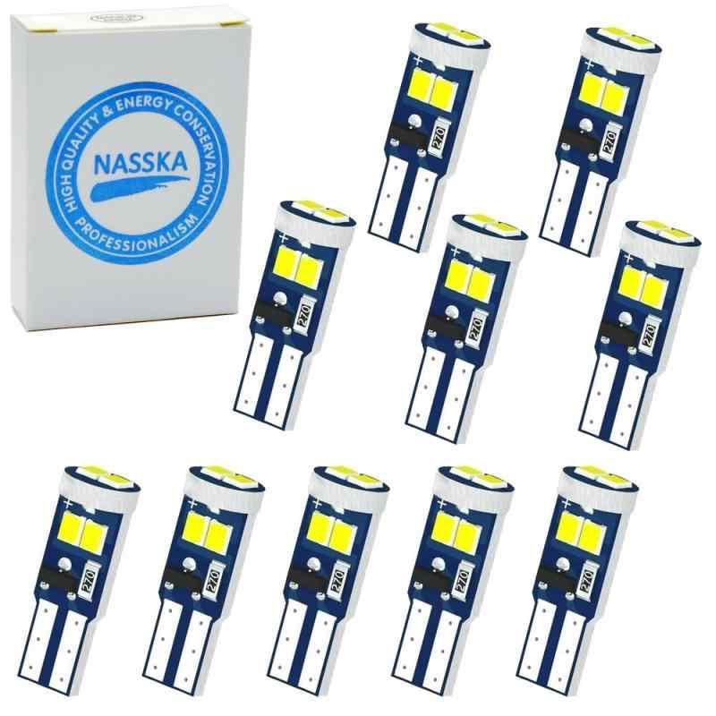 NASSKA T5 74 73 2723 2721 W3W LED バルブ ゲージ ダッシュボードライト 12V車用 高輝度 無極性 SMD2016チップ 6連搭載/1バルブ，メーター球 パネル球 エアコン球 ウェッジ球，ダッシュボード 汎用，10個