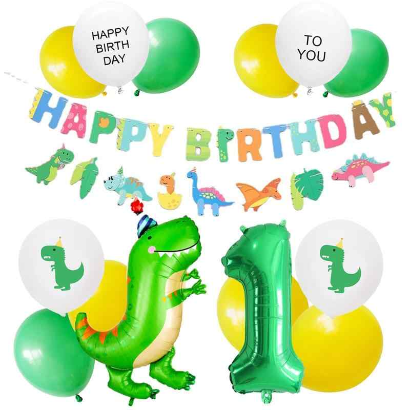 Rakuten - 誕生日 飾り付け 風船 バルーン 恐竜 ダイナソー 数字1 1歳 ナンバー バースデー パーティー デコレーション セット HAPPY BIRTHDAY ガーランド シンプル 装飾 キッズバースデーキット お祝い 写