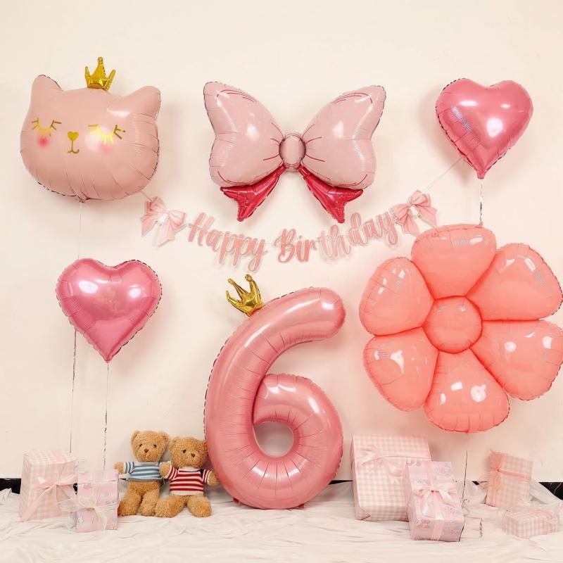 6歳 誕生日 飾り付け、女の子 バースデー 飾り 誕生日 バルーン 飾り バルーンフラワー 誕生日 かざりつけ 女の子