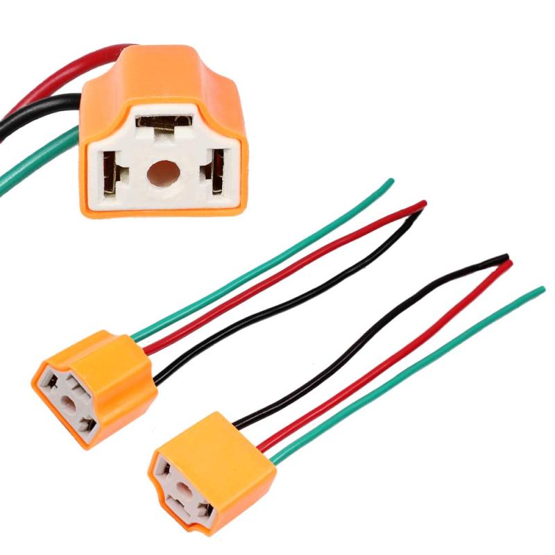 HUIQIAODS H4 ヘッドライトソケット ランプコネクタプラグ ワイヤーハーネスアダプター 2本入り (H4セラミックソケット)…H4-21セラミックランプホルダーライン