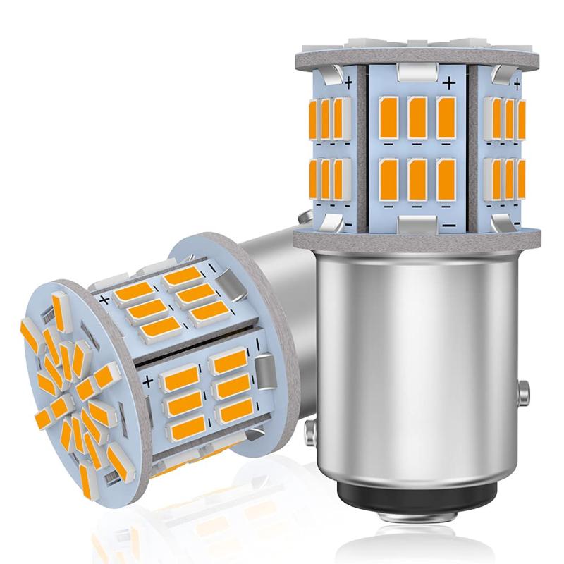Rakuten - ゴシミ 12V-24V車用 S25 ダブル球 アンバー BAY15D P21/5W LEDバルブ汎用 超高輝度 54連SMD テールライト/ブレーキライト（2個セット）