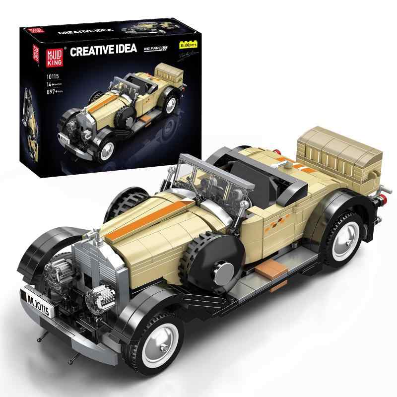 Mould King 10115旧式自動車積み木組み立てキット、スポーツカー模型クランプ積木セットは、スーパーカーマニア/子供/大人向けスポーツカー積み木キット（897枚）