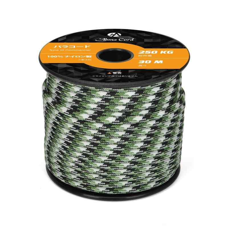 Abma Cord パラコード 4mm 7芯 耐荷重250kg 100%ナイロン 30M - S.F迷彩直径 - 約4mm長さ - 30m (100 feet)耐荷重 - 250kg (550 lbs)ロープ表地 - 32打ち内芯 - 7芯Type III、100%ナイロン軽量 &amp; 丈夫UV &amp; ふしょく 耐性