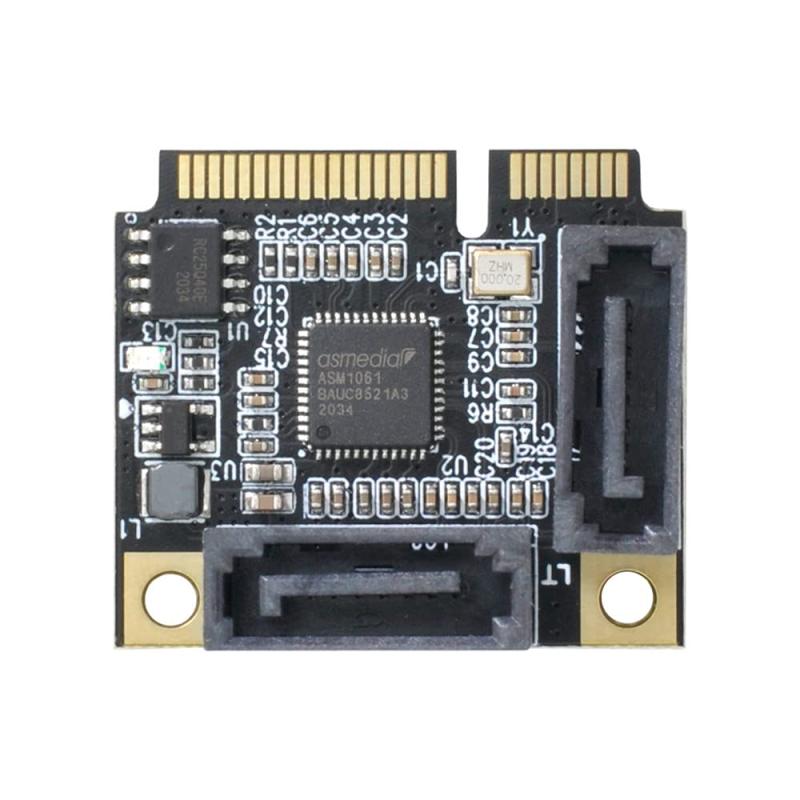 Xiwai Mini PCI-E PCI Express to SATA 3.0 デュアルポートアダプターコンバーターハードドライブ拡張カード。