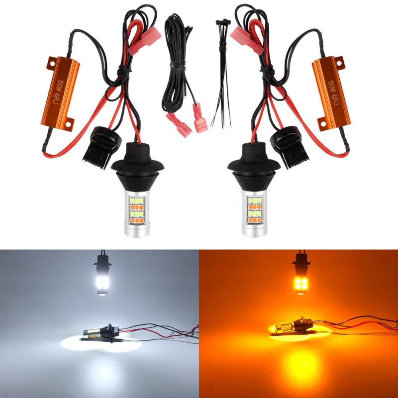 Catland ウインカーポジション T20 7440 W21W WY21W LED 12V 汎用 ウインカーポジションキット ハイフラ防止 抵抗器付『2色切替』本製品は、ウインカーランプにスモールランプの役割を持たすことが出来ます。1つのLEDバルブがアンバーやホワイトに発光します。通常時：ホワイト（スモール点灯）。ウィンカーON： ホワイトが消灯し、アンバーが点灯する。ウィンカーOFF： アンバーが消灯し、ホワイトに戻ります。『ハイフラ防止抵抗付き』通常LEDは純正球よりも消費電力が低いため、玉切れを起こしたと認識し誤作動を起こしてしまいハイフラ状態になり、別途ハイフラ対策をする必要がありますが、本製品は、ハイフラ防止抵抗が付くので、ハイフラが起こることを防ぐことができます。『高輝度&amp;全方位照射』高輝度美光照射の2835SMD LED素子42連搭載。拡散性良いレンズ（全カバー）が付くため、光線が集中でき、ついに照射距離も増やせます。それに、360°全面的に照射でき、昼間の環境で十分確認出来る明るさと拡散性を備えます。『放熱&amp;耐久性抜群』航空用アルミ素材と中空設計で放熱が抜群の為、LEDの性能を十分確保でき安定した発光が可能です。また、バルブやLEDチップ・抵抗から発生する熱を効率良く逃し、寿命をできる限り伸ばすことができます。『商品仕様』口金タイプ：T20 シングル 7440 W21W WY21W ピンチ部違い　/　発光色：アンバー&amp;ホワイト　/　LEDチップ：2835SMD　/　LEDチップ数：42連　/　入力電圧：DC12V　/ 消費電力：（ポジション）0.218A×12V=2.616W、（ウインカー）2.14A×12V=25.68W /　極性：無極性　/：100日。