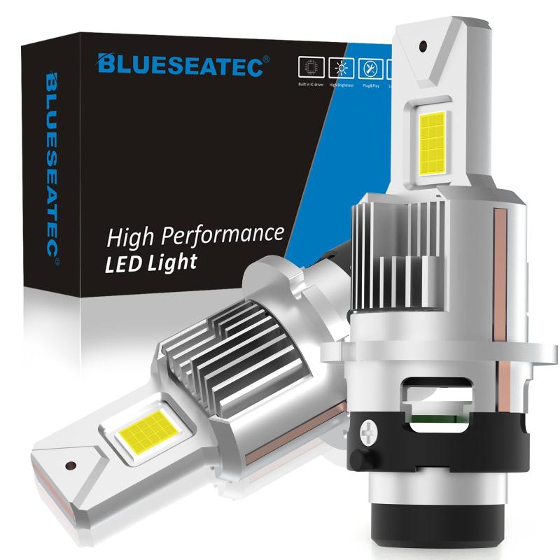 BLUESEATEC D4S D4R LED ヘッドライト 爆光 20000LM 6500K ホワイト  車検対応 ポン付け 加工不要 キャンセラー内蔵 静音ファン 12V車用 2個セット