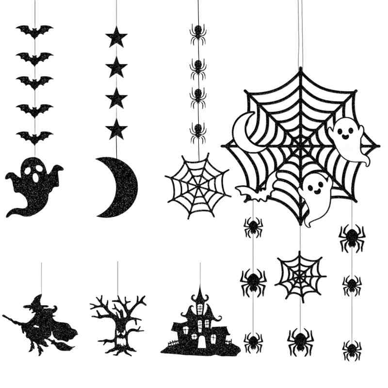 Rakuten - ハロウィン ガーランド 7本セット ハロウィン 飾り付け おばけ コウモリ クモ クモの巣 魔女 月 吊り下げ 装飾 ペーパー ドア吊り フラッグ ドア サイン 玄関 壁掛け ペンダント 壁飾り イン