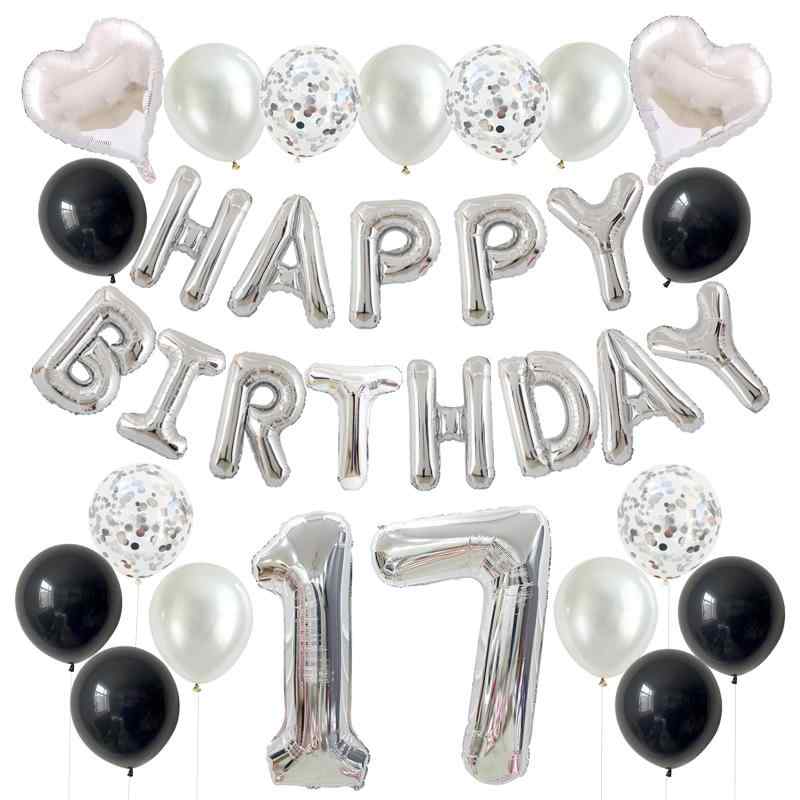 HAPPY BIRTHDAY 誕生日 バルーン 風船 飾り 付け セット 17歳 数字 バルーン シルバー ハッピーバースデー 誕生日 デコレーション 男の子 女の子 パーティー 飾りセット内容： HAPPY BIRTHDAY 文字 バルーン シルバー x1（サイズ：約40cm) 18インチハートバルーンx2（サイズ約45cm) ブラック風船x6（サイズ約30cm） シルバー紙吹雪風船x4（サイズ約30cm） ホワイト風船x5（サイズ約30cm） シルバー数字バルーンx2（サイズ：約80cm) 付属品：リボンx1　 バルーン粘着テープx60点（粘着力弱め）80cmBIG数字バルーン特別なサプライズには年齢バルーン： 一生に一度しかない年齢を特別なサプライズには年齢バルーンでより特別感を演出できます ナンバーバルーンと一緒に写真に残しておけば、インパクト抜群数字バルーンは、80cmの大きさでお祝いの場を一層盛り上げます。家族や友人と共に、心温まるひとときを演出するのにぴったりのセットです。 男性女性問わず、両親への贈り物としても喜ばれることでしょう。光沢感がありシルバー、上品とお洒落： シルバーバルーンの種類が豊富だから、さまざまなアイテムで組み合わせ、キレイ、楽しく、祝いの場を飾り可能なります。 まだ、光沢感のシルバーメインでお洒落の雰囲気を一気になります。 紙吹雪風船も4個ありで若い人、彼氏彼女のため、旅館、ホテル部屋に簡単飾り付けます。浪漫な部屋でお誕生日演出可能なります。リボン、空気入れなどの便利アイテム付き、簡単でオシャレな飾り付けが出来： 飾りの小物も付属しており、風船を空気入れるだけで簡単でオシャレな飾り付けが出来ます。初心者でも簡単にパーティー雰囲気を盛り上げます。自宅やお店の飾りつけに活用でき： 華やかなガーランドやペーパーファンが含まれており、自宅やお店の飾りつけに活用できます。サプライズにもおすすめです。 室内だけでなく屋外のパーティーにも合うカラー。場所を選ばずバースデーのお祝いにお使いいただけます。 華やかでシックな飾りセットをお探しの方に。