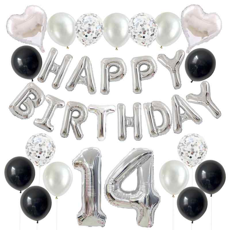 HAPPY BIRTHDAY 誕生日 バルーン 風船 飾り 付け セット 14歳 数字 バルーン シルバー ハッピーバースデー 誕生日 デコレーション 男の子 女の子 パーティー 飾りセット内容： HAPPY BIRTHDAY 文字 バルーン シルバー x1（サイズ：約40cm) 18インチハートバルーンx2（サイズ約45cm) ブラック風船x6（サイズ約30cm） シルバー紙吹雪風船x4（サイズ約30cm） ホワイト風船x5（サイズ約30cm） シルバー数字バルーンx2（サイズ：約80cm) 付属品：リボンx1　 バルーン粘着テープx60点（粘着力弱め）80cmBIG数字バルーン特別なサプライズには年齢バルーン： 一生に一度しかない年齢を特別なサプライズには年齢バルーンでより特別感を演出できます ナンバーバルーンと一緒に写真に残しておけば、インパクト抜群数字バルーンは、80cmの大きさでお祝いの場を一層盛り上げます。家族や友人と共に、心温まるひとときを演出するのにぴったりのセットです。 男性女性問わず、両親への贈り物としても喜ばれることでしょう。光沢感がありシルバー、上品とお洒落： シルバーバルーンの種類が豊富だから、さまざまなアイテムで組み合わせ、キレイ、楽しく、祝いの場を飾り可能なります。 まだ、光沢感のシルバーメインでお洒落の雰囲気を一気になります。 紙吹雪風船も4個ありで若い人、彼氏彼女のため、旅館、ホテル部屋に簡単飾り付けます。浪漫な部屋でお誕生日演出可能なります。リボン、空気入れなどの便利アイテム付き、簡単でオシャレな飾り付けが出来： 飾りの小物も付属しており、風船を空気入れるだけで簡単でオシャレな飾り付けが出来ます。初心者でも簡単にパーティー雰囲気を盛り上げます。自宅やお店の飾りつけに活用でき： 華やかなガーランドやペーパーファンが含まれており、自宅やお店の飾りつけに活用できます。サプライズにもおすすめです。 室内だけでなく屋外のパーティーにも合うカラー。場所を選ばずバースデーのお祝いにお使いいただけます。 華やかでシックな飾りセットをお探しの方に。