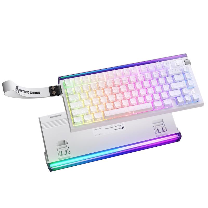 Rakuten - ATTACK SHARK R85HE ゲーミングキーボード 有線 ラピッドトリガー キーボード 8000Hz ポーリングレート 磁気スイッチ RT0.005mm RGB キーボード 75%レイアウト ノブ付き 1600万色RGBムードライト搭載 PBTキ