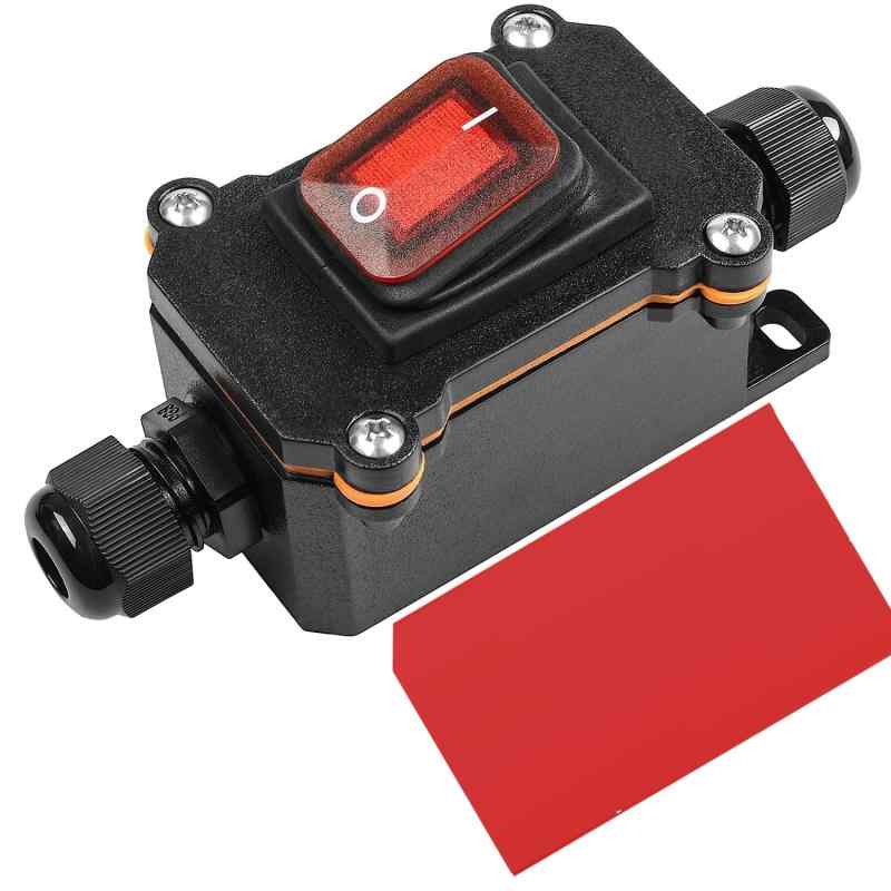 Gebildet インライン コード スイッチ IP66 防水 DPST ロッカー スイッチ、20A-12VDC /16A-24VDC/20A-125VAC/16A-250VAC、オープン 2 穴防水ボックス 2 側エントリ (赤色 LED)