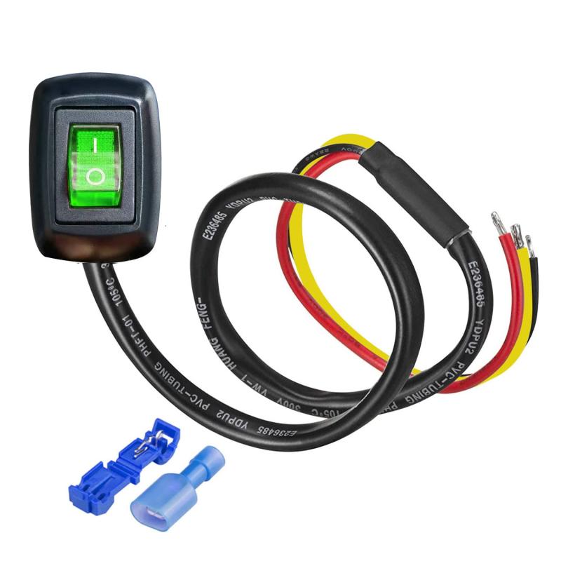 Gebildet ペースト式スイッチ 車用押しボタンスイッチ 端子付き ON/OFF DC12V/10A 24V/5A DIY ロッカースイッチ カーボート マリントラック RV用 (緑のLED)