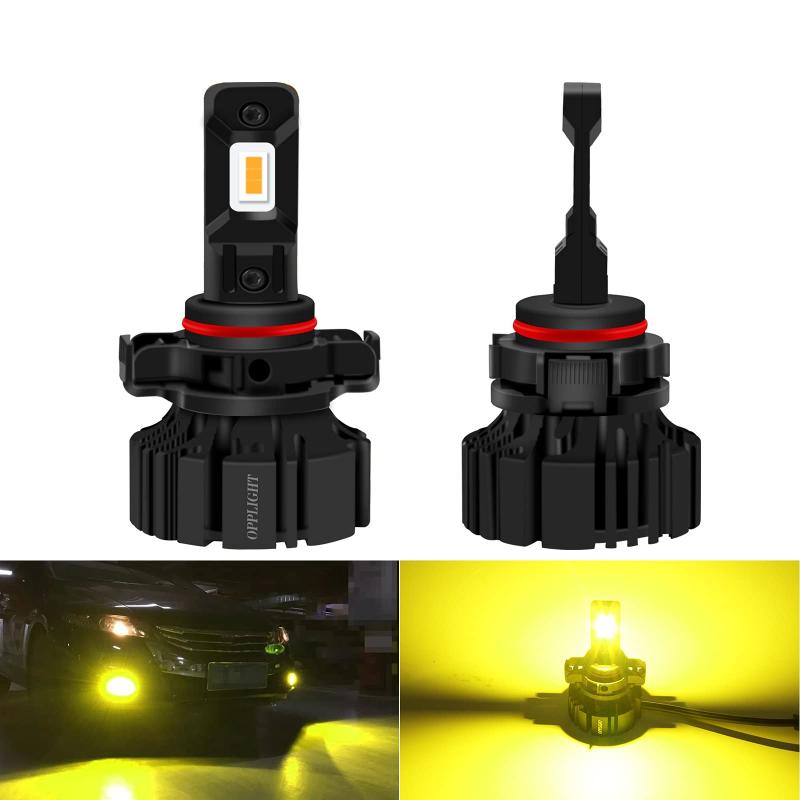 OPPLIGHT PSX24W LED フォグランプ レモン イエロー 淡黄色 3000K 車検対応 トヨタ 86 BR-Z インプレッサなどに対応 LEDフォグ 6000LM 高照度 ファンレス 一体型 ポン付け 純正交換 カットライン付き 防