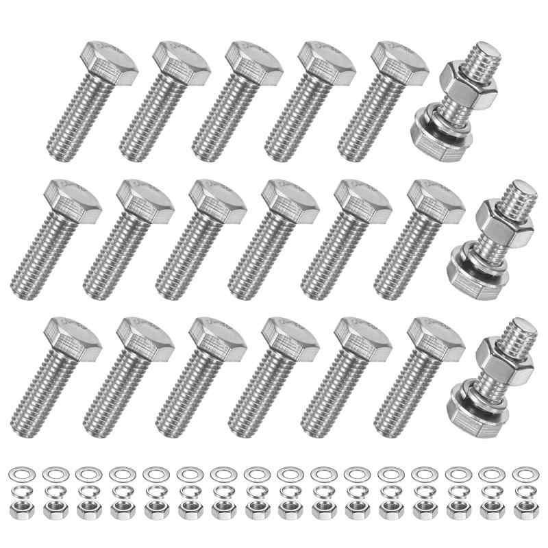 Rakuten - M METERXITY M8x25mm 六角ボルト＆ナットセット 20セット（平ワッシャー・ロックワッシャー付）ステンレス製 機械/設備用メトリックボルトアソートメント