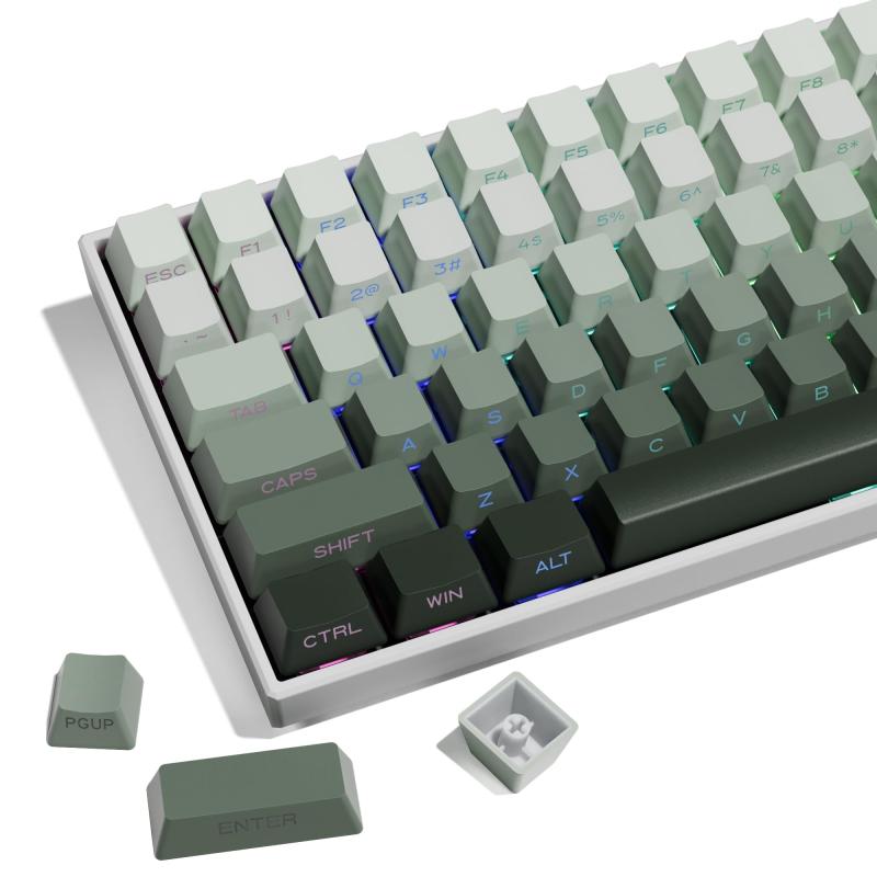 透光グラデーション海苔緑キーキャップ 136 キー サイドプリント ダブルショット PBT 製 OEM プロファイル チェリー/ゲートロン MX スイッチ対応