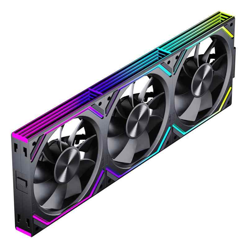 Jungle Leopard Interstallar-V2RS 120mm ARGB PC 静音 ケースファン 3個 黒 RGB 12cm CPU パソコン ファン Fan|デイジーチェーンファン＆簡単なケーブル管理|4Pin PWM インテリジェント
