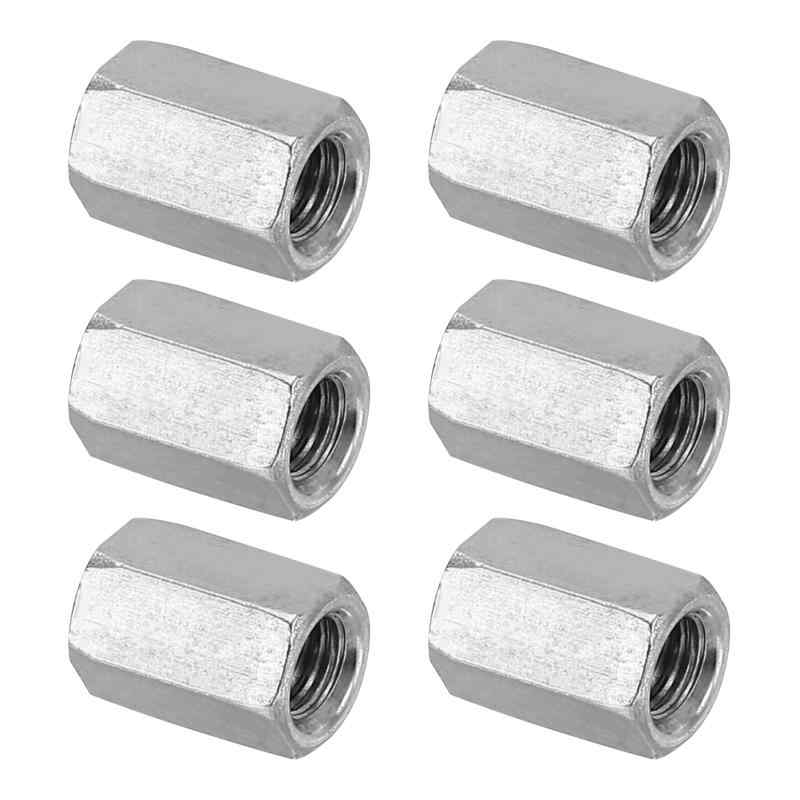 Rakuten - PATIKIL M5 x 0.8 高ナット 六角カップリング 6個 12mm/ 0.5"長さ 粗目 完全ねじ付き ロッドカップリングナット スタッドコネクタファスナー シルバートーン
