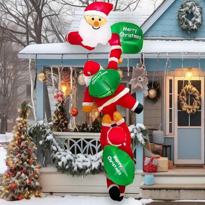 樂天商城 - エアー サンタクロース クリスマス エアーディスプレイ サンタ 屋外 装飾 壁登り サンタクロース 外 飾り 高さ245cm 光るサンタクロース 膨張式 空気充填 LED付き エアブロー 装飾 パーティー
