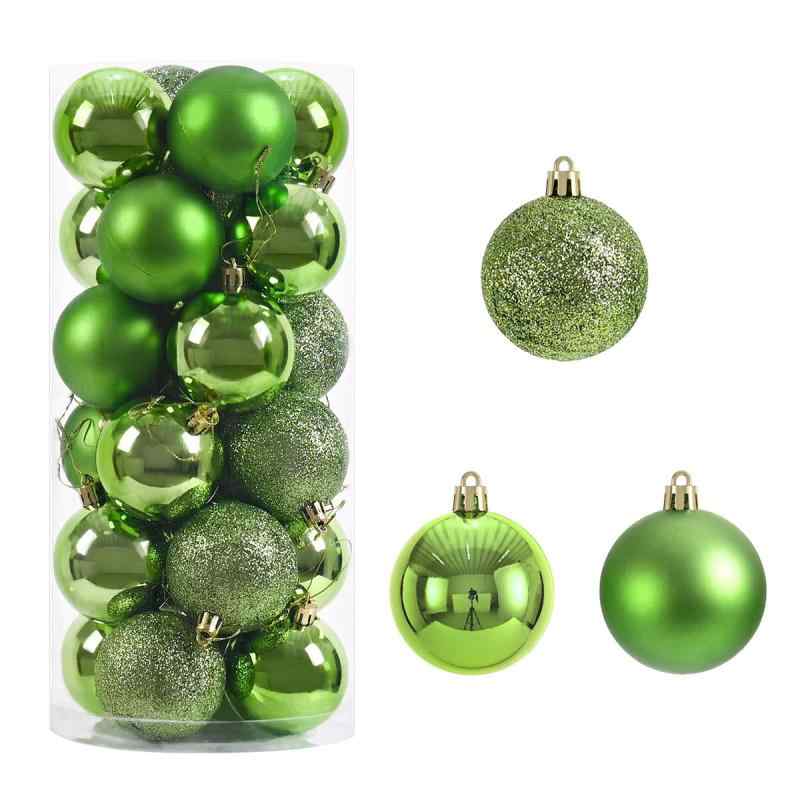 Rakuten - クリスマスボール クリスマスオーナメント グリーン 直径4cm クリスマスボール24個セット クリスマスツリーストラップ クリスマス装飾 モール天井ストラップ細工 バレルめっきボール 綺麗