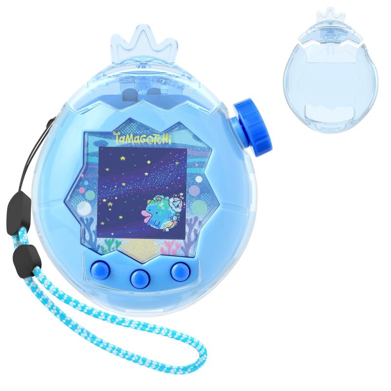 Rakuten - CONTEME Tamagotchi Paradise用クリアケースと交換用蓋セット、DIYファン、コレクター、ディスプレイに最適、Paradise Tamagotchiアクセサリー用、ストラップ付き（デバイス/フィルムなし） (透明な青)