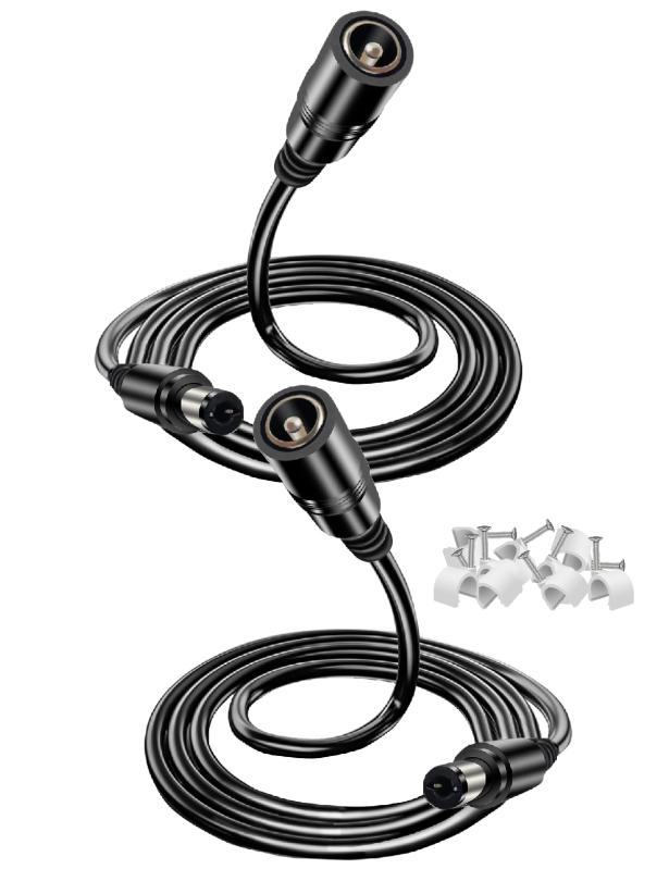 VOLTKARE 12 V DC 延長ケーブル、18AWG銅芯，5.5 x 2.1 mm プラグオンソケット、LED ストリップライト、IR イルミネーター、Tapo WiFi IP カメラ、5-3 6 ボルトアダプター電源 (BLACK, 5M*2)