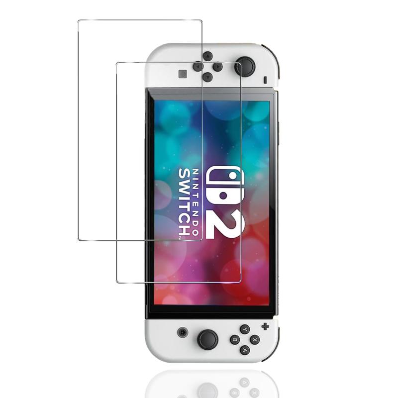 【2枚セット】Nintendo Switch 2 強化ガラスフィルム スイッチ2 2025 対応 液晶保護フィルム 全面保護 硬度9H 耐衝撃 飛散防止 貼り付け簡単 自動吸着 気泡ゼロ 指紋防止 超高質感