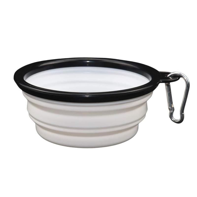 THAIN 犬 水飲み 携帯用 散歩用 折りたたみ式 ペット給水器 シリコン製 (350ML, ホワイト)