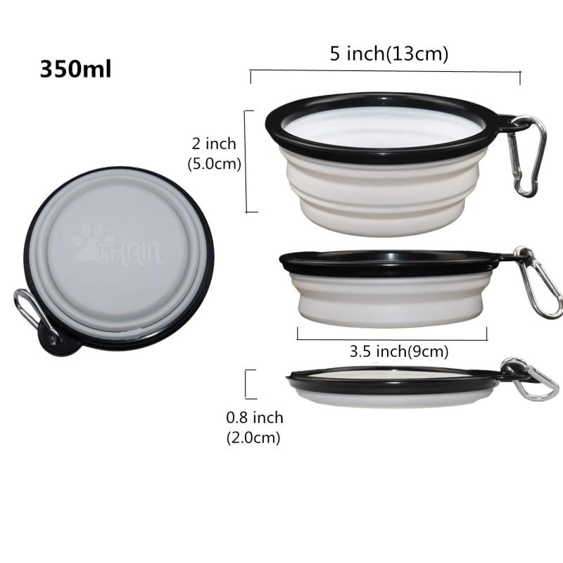 RoothouseStoreのTHAIN 犬 水飲み 携帯用 散歩用 折りたたみ式 ペット給水器 シリコン製 (350ML, ホワイト)｜アングル2