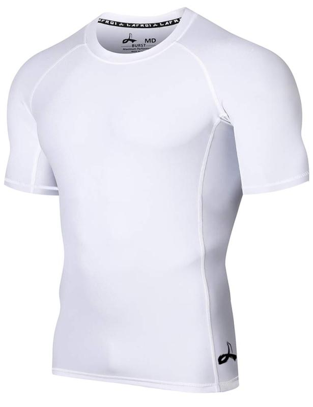 LAFROI 高機能 メンズ オールシーズン 半袖 コンプレッションウェア ラッシュガード 競泳水着 -CLY02 Sym White Size MD
