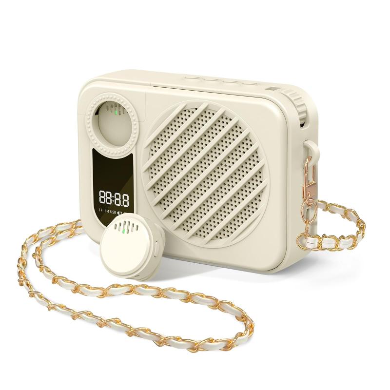 COOLSELL 拡声器 小型 ワイヤレスラベリアマイク付き 統合ストレージと充電 ポータブル メガホン 拡声器 20W 大音量 教師の教室、会議、ツアーガイド、販売用