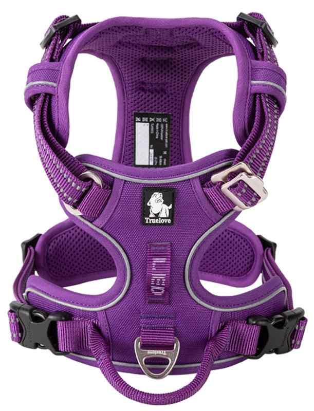 cocomall 犬用ハーネス 犬用胴輪 ドッグハーネス 3M反射材料 ナイロン製 小型犬、中型犬、大型犬に向け(M, 紫色)
