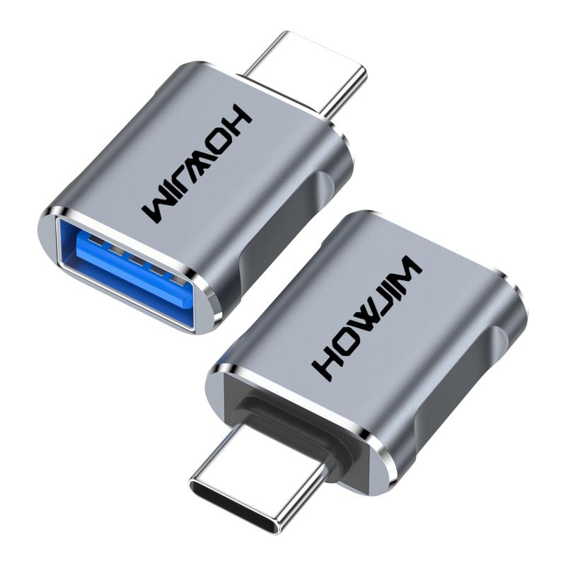 HOWJIM USB Type-C 変換アダプタ 2個セット 10Gbps 高速データ転送 急速充電 USB 3.2 (メス) to Type-C (オス) 変換アダプタ OTG対応 アルミ合金外殻 Phone 15/16/17 Pro Max Pad