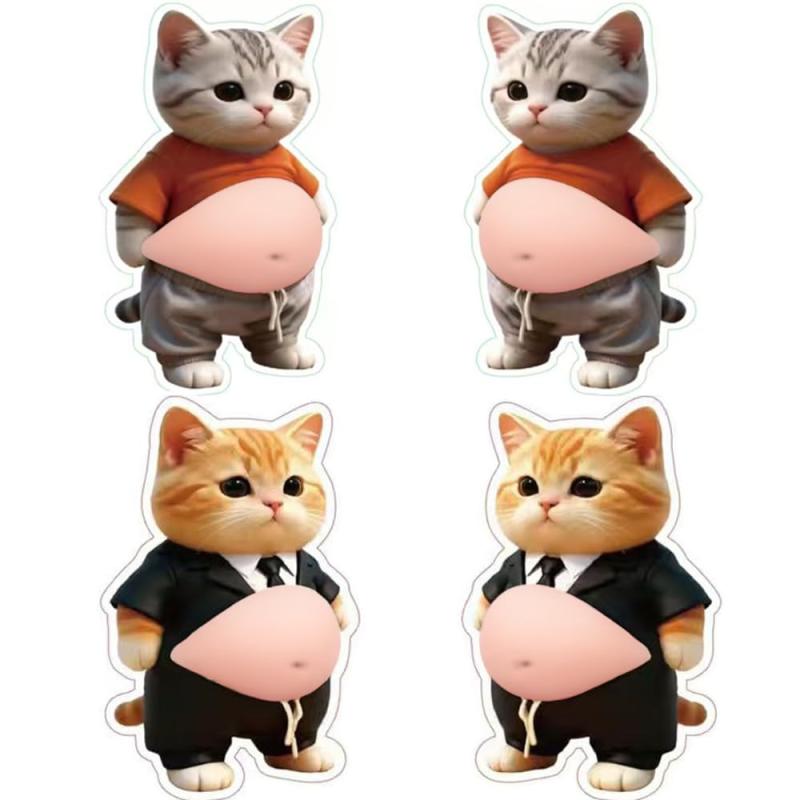 3Dかわいいシール 猫ステッカー 4枚セット ストレス解消 スクイーズ かわいい もちもち ぷにぷに 日記帳用 携帯電話飾り用 貼り付け可能 root-house-10210964 RoothouseStore パッケージ画像