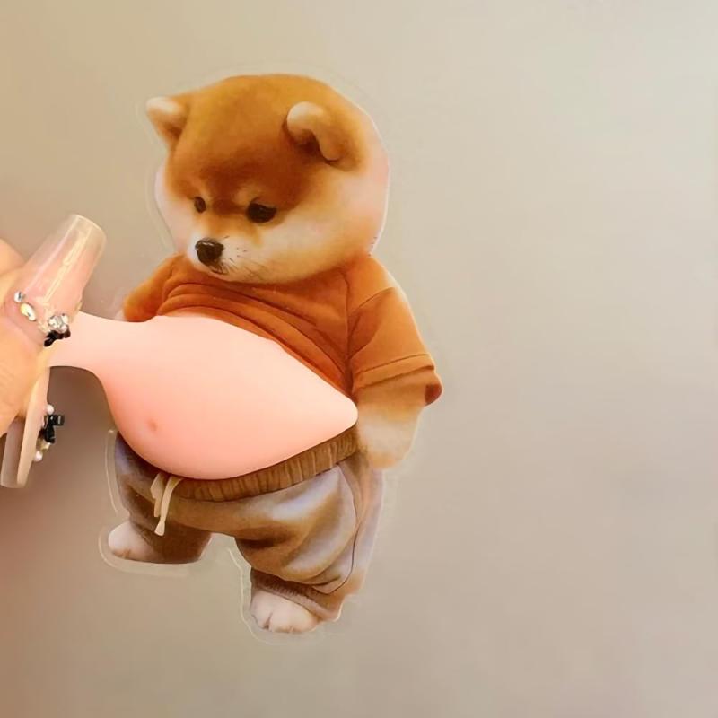 3Dかわいいシール 柴犬シール 4枚セット ストレス解消 スクイーズ かわいい もちもち ぷにぷに 日記帳用 携帯電話飾り用 貼り付け可能 root-house-10169777 RoothouseStore サンプル画像3