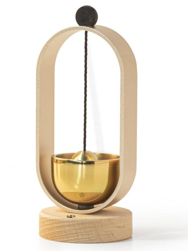 RoothouseStoreのペット 仏具 おりん 真鍮製 ペット 仏具 おりんセット 綺麗な音色 ペット 仏壇 おりん 天然木製 ペット供養 メモリアル ミニおりん コンパクト 動物 ペット 猫犬の足跡 かわいい｜アングル2